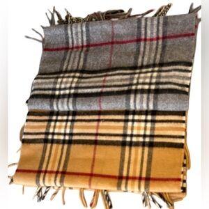 Set Of 2! Cashmink By V Fraas Striped Winter Burberry Print Scarves